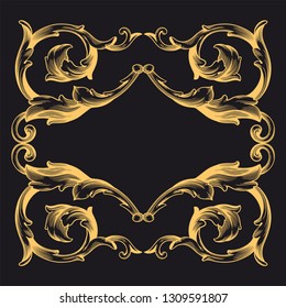 Gold ornament baroque style. Retro rococo decoration element with flourishes calligraphic. You can use for wedding decoration of greeting card and laser cutting