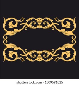 Gold ornament baroque style. Retro rococo decoration element with flourishes calligraphic. You can use for wedding decoration of greeting card and laser cutting