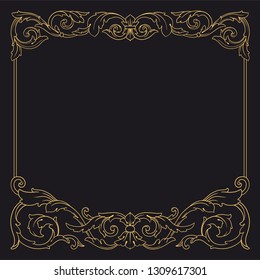 Gold ornament baroque style. Retro rococo decoration element with flourishes calligraphic. You can use for wedding decoration of greeting card and laser cutting