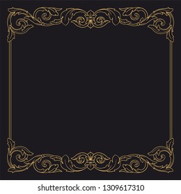 Gold ornament baroque style. Retro rococo decoration element with flourishes calligraphic. You can use for wedding decoration of greeting card and laser cutting