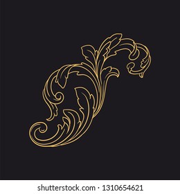 Gold ornament baroque style. Retro rococo decoration element with flourishes calligraphic. You can use for wedding decoration of greeting card and laser cutting