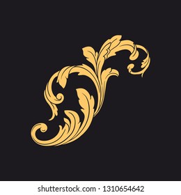 Gold ornament baroque style. Retro rococo decoration element with flourishes calligraphic. You can use for wedding decoration of greeting card and laser cutting