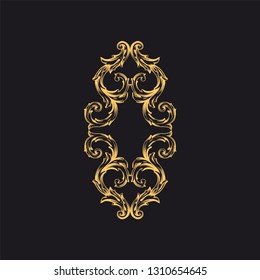 Gold ornament baroque style. Retro rococo decoration element with flourishes calligraphic. You can use for wedding decoration of greeting card and laser cutting
