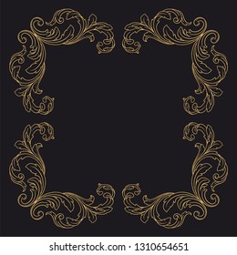 Gold ornament baroque style. Retro rococo decoration element with flourishes calligraphic. You can use for wedding decoration of greeting card and laser cutting