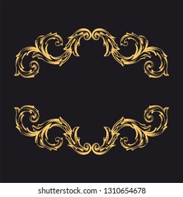 Gold ornament baroque style. Retro rococo decoration element with flourishes calligraphic. You can use for wedding decoration of greeting card and laser cutting