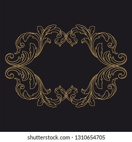 Gold ornament baroque style. Retro rococo decoration element with flourishes calligraphic. You can use for wedding decoration of greeting card and laser cutting