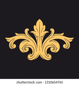 Gold ornament baroque style. Retro rococo decoration element with flourishes calligraphic. You can use for wedding decoration of greeting card and laser cutting