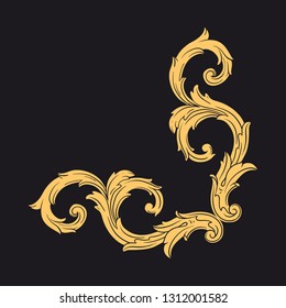 Gold ornament baroque style. Retro rococo decoration element with flourishes calligraphic. You can use for wedding decoration of greeting card and laser cutting