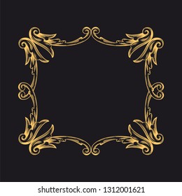 Gold ornament baroque style. Retro rococo decoration element with flourishes calligraphic. You can use for wedding decoration of greeting card and laser cutting