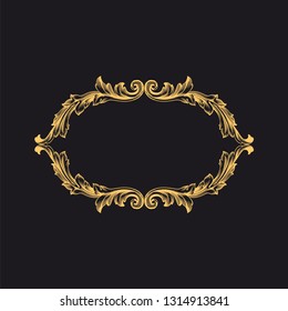 Gold ornament baroque style. Retro rococo decoration element with flourishes calligraphic. You can use for wedding decoration of greeting card and laser cutting