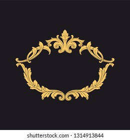 Gold ornament baroque style. Retro rococo decoration element with flourishes calligraphic. You can use for wedding decoration of greeting card and laser cutting