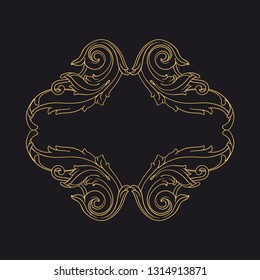 Gold ornament baroque style. Retro rococo decoration element with flourishes calligraphic. You can use for wedding decoration of greeting card and laser cutting