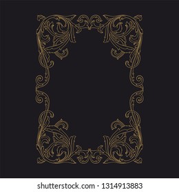 Gold ornament baroque style. Retro rococo decoration element with flourishes calligraphic. You can use for wedding decoration of greeting card and laser cutting