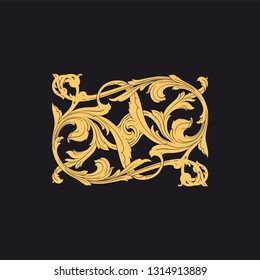 Gold ornament baroque style. Retro rococo decoration element with flourishes calligraphic. You can use for wedding decoration of greeting card and laser cutting