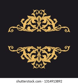 Gold ornament baroque style. Retro rococo decoration element with flourishes calligraphic. You can use for wedding decoration of greeting card and laser cutting