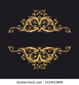 Gold ornament baroque style. Retro rococo decoration element with flourishes calligraphic. You can use for wedding decoration of greeting card and laser cutting