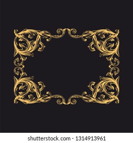 Gold ornament baroque style. Retro rococo decoration element with flourishes calligraphic. You can use for wedding decoration of greeting card and laser cutting