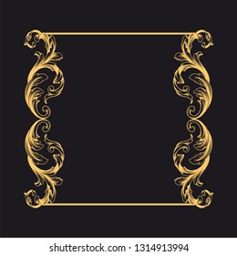 Gold ornament baroque style. Retro rococo decoration element with flourishes calligraphic. You can use for wedding decoration of greeting card and laser cutting