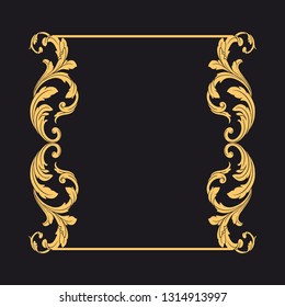 Gold ornament baroque style. Retro rococo decoration element with flourishes calligraphic. You can use for wedding decoration of greeting card and laser cutting