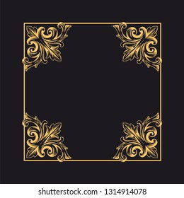 Gold ornament baroque style. Retro rococo decoration element with flourishes calligraphic. You can use for wedding decoration of greeting card and laser cutting