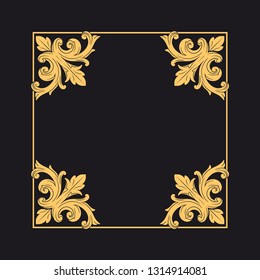 Gold ornament baroque style. Retro rococo decoration element with flourishes calligraphic. You can use for wedding decoration of greeting card and laser cutting