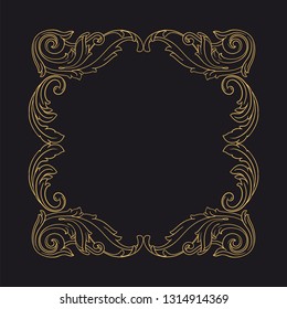 Gold ornament baroque style. Retro rococo decoration element with flourishes calligraphic. You can use for wedding decoration of greeting card and laser cutting