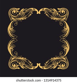 Gold ornament baroque style. Retro rococo decoration element with flourishes calligraphic. You can use for wedding decoration of greeting card and laser cutting