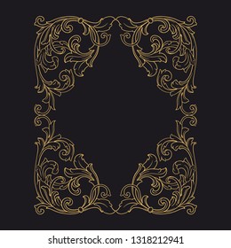 Gold ornament baroque style. Retro rococo decoration element with flourishes calligraphic. You can use for wedding decoration of greeting card and laser cutting