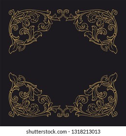 Gold ornament baroque style. Retro rococo decoration element with flourishes calligraphic. You can use for wedding decoration of greeting card and laser cutting