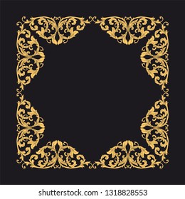 Gold ornament baroque style. Retro rococo decoration element with flourishes calligraphic. You can use for wedding decoration of greeting card and laser cutting