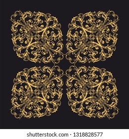 Gold ornament baroque style. Retro rococo decoration element with flourishes calligraphic. You can use for wedding decoration of greeting card and laser cutting