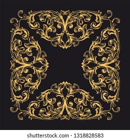 Gold ornament baroque style. Retro rococo decoration element with flourishes calligraphic. You can use for wedding decoration of greeting card and laser cutting