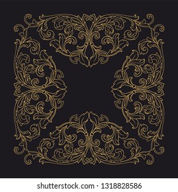 Gold ornament baroque style. Retro rococo decoration element with flourishes calligraphic. You can use for wedding decoration of greeting card and laser cutting