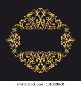 Gold ornament baroque style. Retro rococo decoration element with flourishes calligraphic. You can use for wedding decoration of greeting card and laser cutting