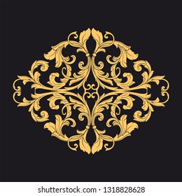 Gold ornament baroque style. Retro rococo decoration element with flourishes calligraphic. You can use for wedding decoration of greeting card and laser cutting