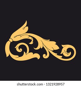 Gold ornament baroque style. Retro rococo decoration element with flourishes calligraphic. You can use for wedding decoration of greeting card and laser cutting