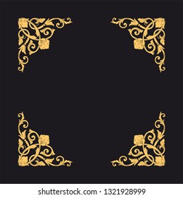 Gold ornament baroque style. Retro rococo decoration element with flourishes calligraphic. You can use for wedding decoration of greeting card and laser cutting