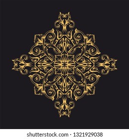 Gold ornament baroque style. Retro rococo decoration element with flourishes calligraphic. You can use for wedding decoration of greeting card and laser cutting