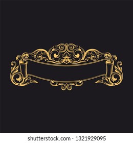Gold ornament baroque style. Retro rococo decoration element with flourishes calligraphic. You can use for wedding decoration of greeting card and laser cutting