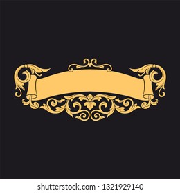 Gold ornament baroque style. Retro rococo decoration element with flourishes calligraphic. You can use for wedding decoration of greeting card and laser cutting