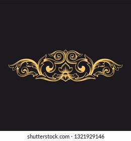 Gold ornament baroque style. Retro rococo decoration element with flourishes calligraphic. You can use for wedding decoration of greeting card and laser cutting