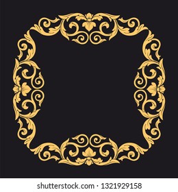 Gold ornament baroque style. Retro rococo decoration element with flourishes calligraphic. You can use for wedding decoration of greeting card and laser cutting