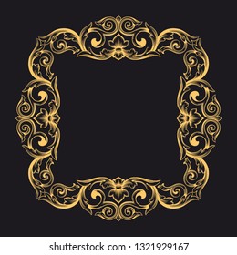 Gold ornament baroque style. Retro rococo decoration element with flourishes calligraphic. You can use for wedding decoration of greeting card and laser cutting