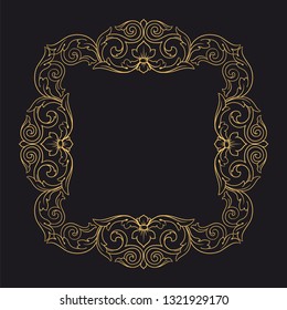 Gold ornament baroque style. Retro rococo decoration element with flourishes calligraphic. You can use for wedding decoration of greeting card and laser cutting