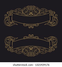 Gold ornament baroque style. Retro rococo decoration element with flourishes calligraphic. You can use for wedding decoration of greeting card and laser cutting