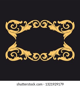 Gold ornament baroque style. Retro rococo decoration element with flourishes calligraphic. You can use for wedding decoration of greeting card and laser cutting