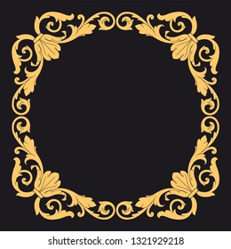 Gold ornament baroque style. Retro rococo decoration element with flourishes calligraphic. You can use for wedding decoration of greeting card and laser cutting