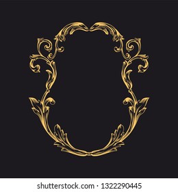 Gold ornament baroque style. Retro rococo decoration element with flourishes calligraphic. You can use for wedding decoration of greeting card and laser cutting