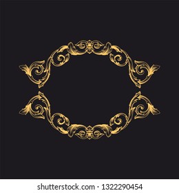 Gold ornament baroque style. Retro rococo decoration element with flourishes calligraphic. You can use for wedding decoration of greeting card and laser cutting