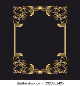 Gold ornament baroque style. Retro rococo decoration element with flourishes calligraphic. You can use for wedding decoration of greeting card and laser cutting
